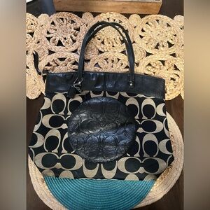 Coach Laura Signature Tote with Leather Trim